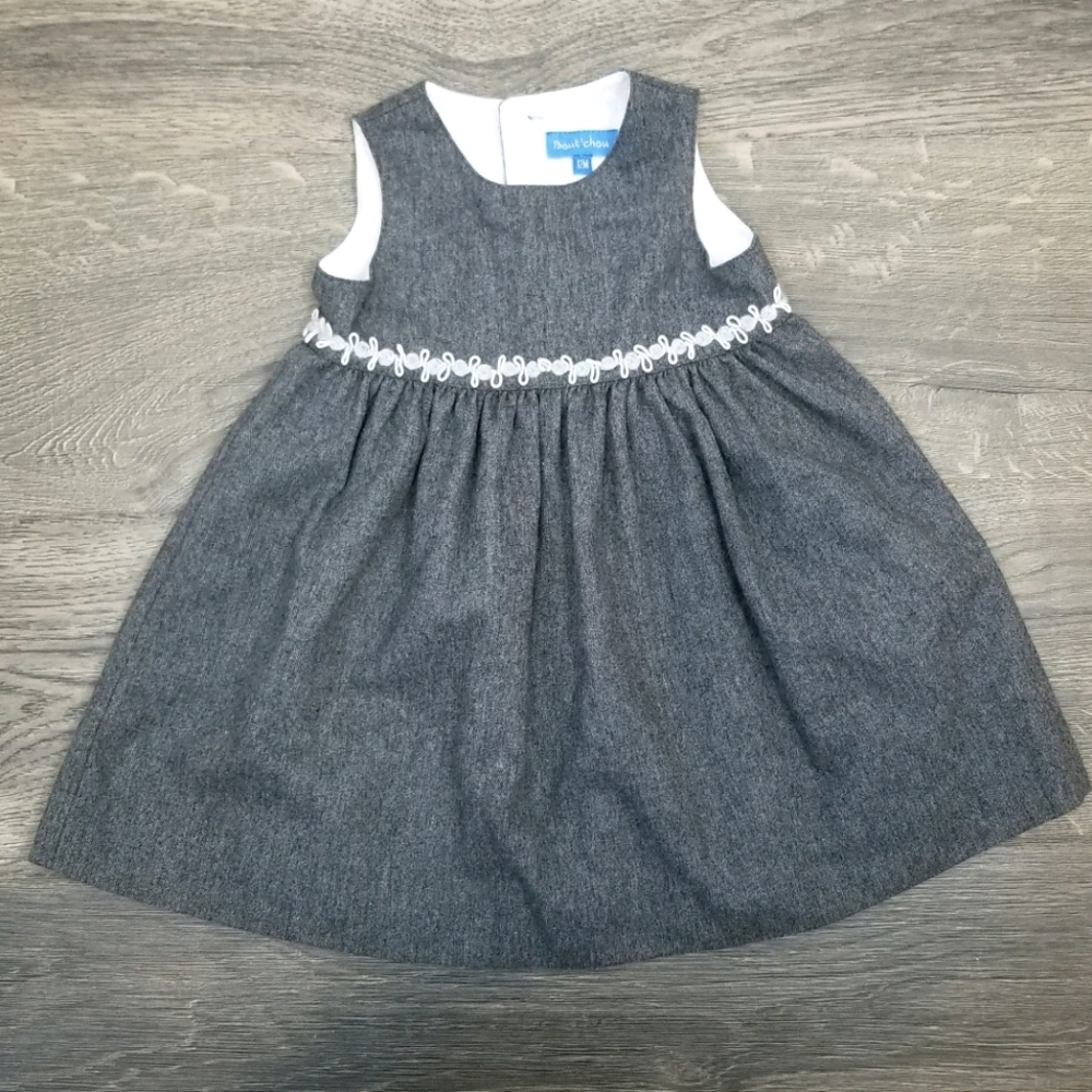 Bout'chou Wool blend baby girl dress grey 12 month